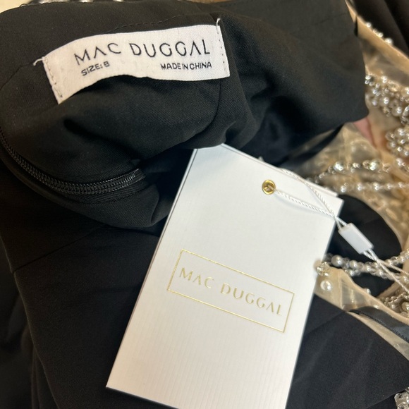 Mac Duggal 11775 Draped Pearl Beaded Mermaid Gown Black - Picture 5 of 8